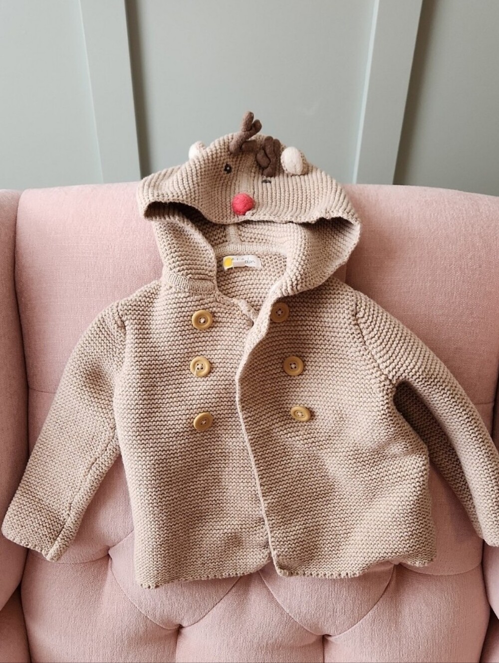 Baby Boden 3-4 3t Christmas Reindeer Cardigan Sweater